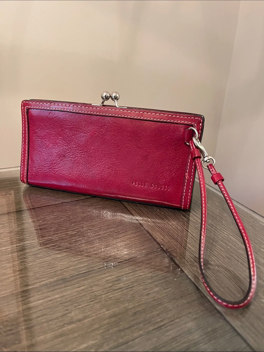 Pelle Studio - Wilson Leather Red Kiss Lock Clutch - Wristet - Wallet